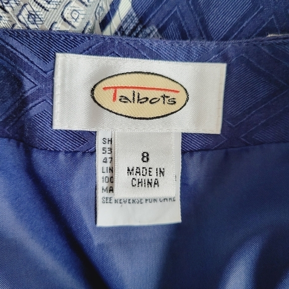 Vintage Talbots Blue Floral Silk Blend Skirt - Picture 4 of 11